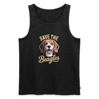 Save the Beagles - Men's Premium Organic Tank Top - black - Front - AI Model Male 178 light (178cm)