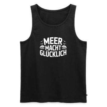  Meer Macht Glücklich Spruch Für Strandurlauber - Männer Premium Bio Tank Top - Schwarz - Vorne - AI Model Male 178 light (178cm)