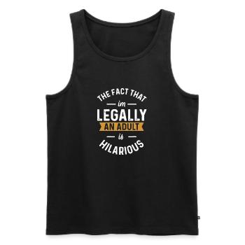 T-shirt humoristique légalement adulte - Débardeur bio Premium Homme - noir - Devant - Michal (187cm)