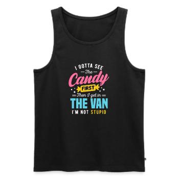 Candy First : Le Van Stupid, graphique sarcastique drôle et drôle - Débardeur bio Premium Homme - noir - Devant - AI Model Male 178 light (178cm)