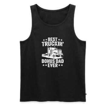Best Truckin’ Bonus Dad Ever LKW Fahrer Trucker - Männer Premium Bio Tank Top - Schwarz - Vorne - Michal (187cm)