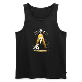 UFO-Lichtstrahl über Zahl 6 7 Meme - Männer Premium Bio Tank Top - Schwarz - Vorne - AI Model Male 178 light (178cm)