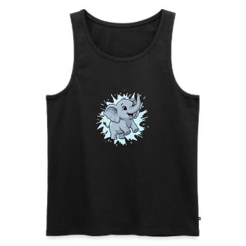 Süßer Elefant mit Farbspritzer - Männer Premium Bio Tank Top - Schwarz - Vorne - Michal (187cm)