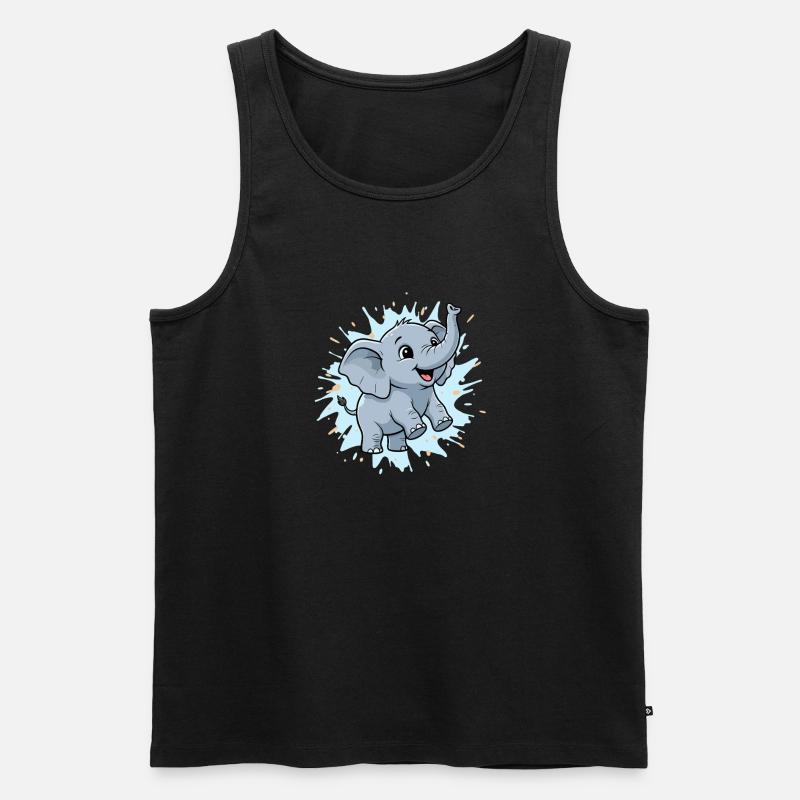 Cute elephant with paint splash - Men's Premium Organic Tank Top - black