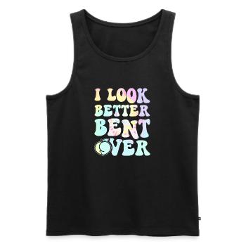 J’ai meilleure allure penchée sur le t-shirt - Débardeur bio Premium Homme - noir - Devant - AI Model Male 178 light (178cm)