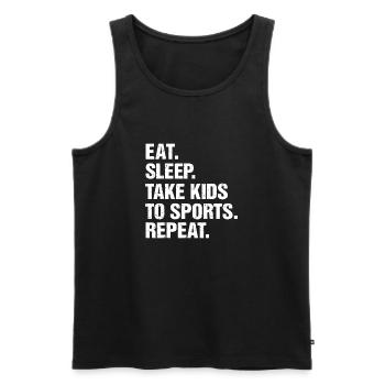 Mange, dors, emmène les enfants au sport - Débardeur bio Premium Homme - noir - Devant - Michal (187cm)