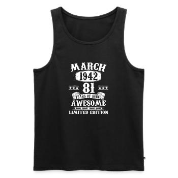 Vintage King Badge 1942 Limited Edition - Men's Premium Organic Tank Top - black - Front - Michal (187cm)