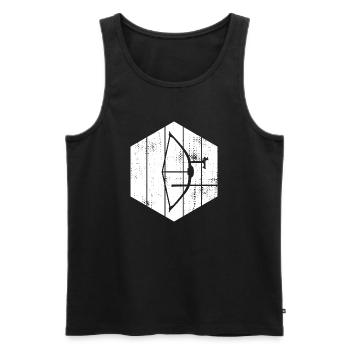 Bow and arrow sketch - Men's Premium Organic Tank Top - black - Front - AI Model Male 178 light (178cm)