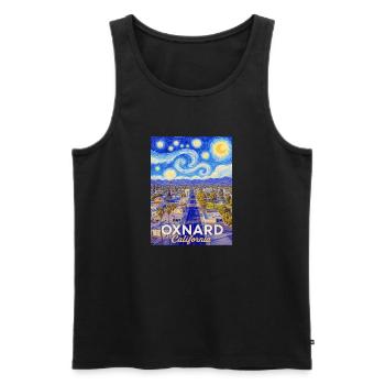 Nuit étoilée à Oxnard, Californie - Débardeur bio Premium Homme - noir - Devant - AI Model Male 178 light (178cm)