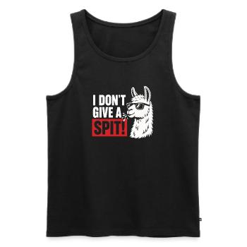 I Don't Give A Spit Lama Spruch Shirt - Männer Premium Bio Tank Top - Schwarz - Vorne - AI Model Male 178 light (178cm)
