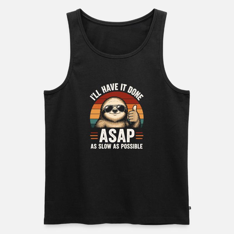 Slow As Possible Sloth Retro - Men's Premium Organic Tank Top - black