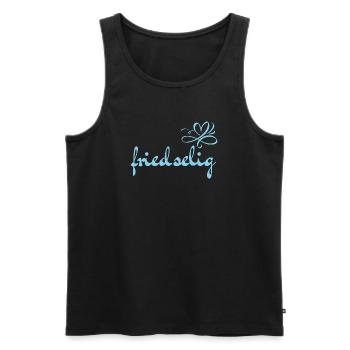 friedselig - Wortschätze - vergessene Wörter - Männer Premium Bio Tank Top - Schwarz - Vorne - AI Model Male 178 light (178cm)