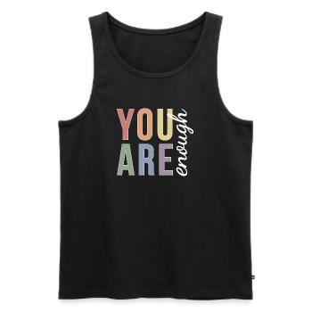 You Are Enough Typography in Pastel Pride - Men's Premium Organic Tank Top - black - Front - AI Model Male 178 light (178cm)