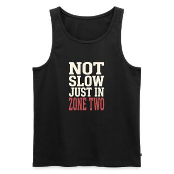 Entraînement en zone 2 : entraînement de la fréquence cardiaque facile - Débardeur bio Premium Homme - noir - Devant - AI Model Male 178 light (178cm)
