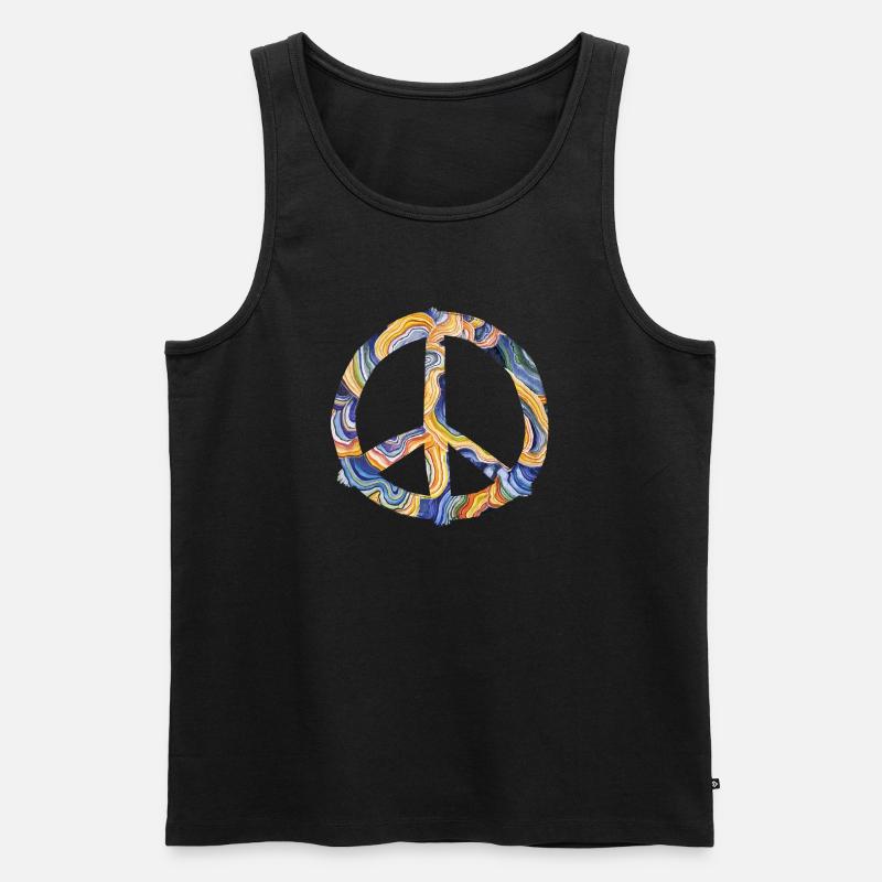 Regenbogen Frieden Symbol - Männer Premium Bio Tank Top - Schwarz