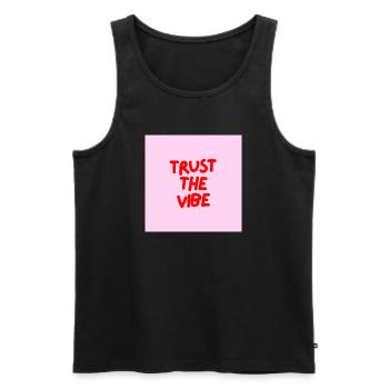 Minimalist TRUST THE VIBE Graphic Tee Design - Débardeur bio Premium Homme - noir - Devant - AI Model Male 178 light (178cm)