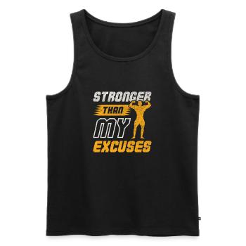 Plus fort que mes excuses Bodybuilding Art de fitness - Débardeur bio Premium Homme - noir - Devant - Michal (187cm)
