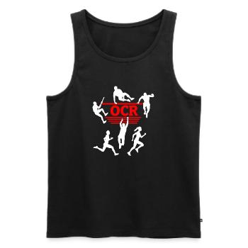 OCR Rot – Design der Hindernissilhouette - Männer Premium Bio Tank Top - Schwarz - Vorne - AI Model Male 178 light (178cm)