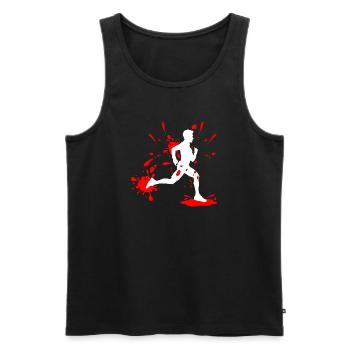 Homme de course dans la boue – Coureur d’éclaboussures - Débardeur bio Premium Homme - noir - Devant - AI Model Male 178 light (178cm)