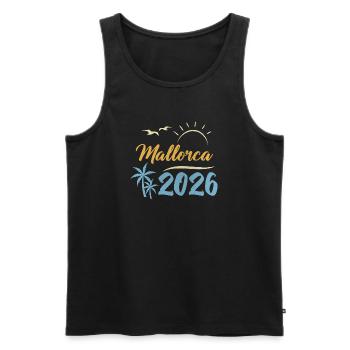 Mallorca 2026 - Männer Premium Bio Tank Top - Schwarz - Vorne - AI Model Male 178 light (178cm)