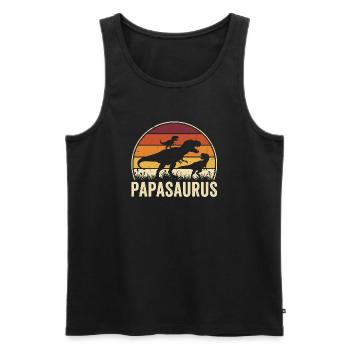 Papasaurus Papa Dinosaure Père Papa - Débardeur bio Premium Homme - noir - Devant - Michal (187cm)