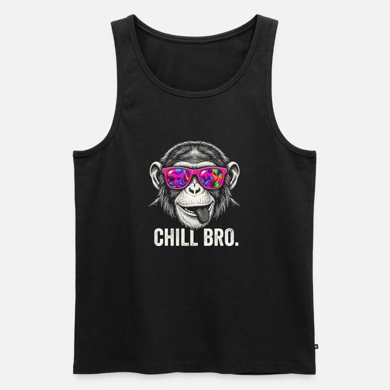 Leuchtender Affe mit Neon-Sonnenbrille - Männer Premium Bio Tank Top - Schwarz