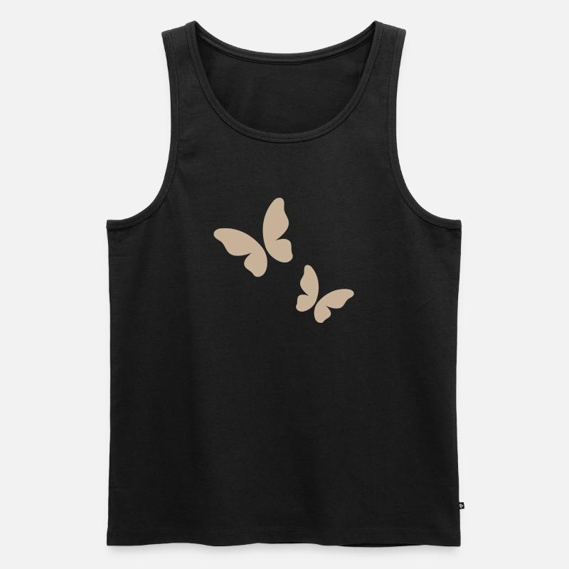 Beige Butterfly Pattern - Men's Premium Organic Tank Top - black