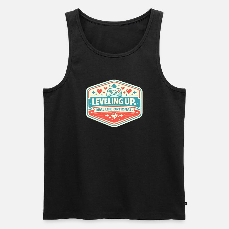 Level Up - Männer Premium Bio Tank Top - Schwarz