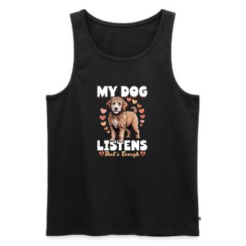Race de chien Goldendoodle - Débardeur bio Premium Homme - noir - Devant - Michal (187cm)