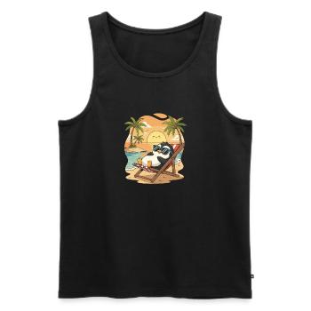 Penguin on the beach at sunset - Men's Premium Organic Tank Top - black - Front - AI Model Male 178 light (178cm)