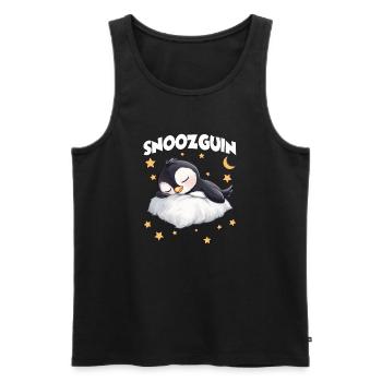 Snoozguin Penguin Pyjama Matinal Fatigué - Débardeur bio Premium Homme - noir - Devant - Michal (187cm)