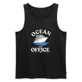 T-shirt Ocean Is My Office – Vacances de la vie de croisière. - Débardeur bio Premium Homme - noir - Devant - AI Model Male 178 light (178cm)