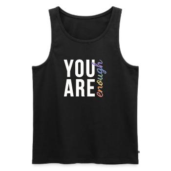 You Are Enough Typography Rainbow Pride - Men's Premium Organic Tank Top - black - Front - AI Model Male 178 light (178cm)