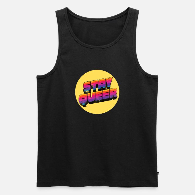 Stay Queer Regenbogen Grafik - Männer Premium Bio Tank Top - Schwarz