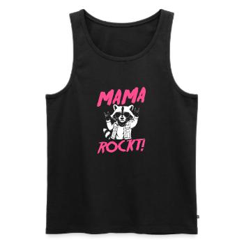 Waschbär Mutter Coole Rocker Mama - Männer Premium Bio Tank Top - Schwarz - Vorne - Michal (187cm)