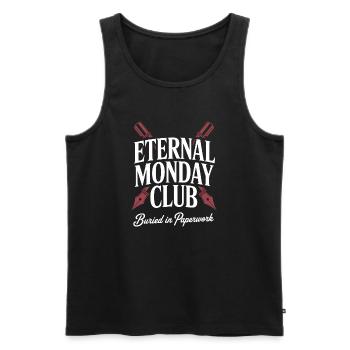 Eternal Monday Club: Paperwork - Men's Premium Organic Tank Top - black - Front - AI Model Male 178 light (178cm)