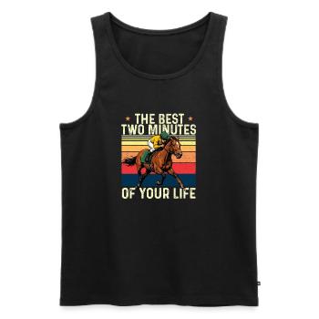 Meilleur humour de course hippique de deux minutes - Débardeur bio Premium Homme - noir - Devant - AI Model Male 178 light (178cm)
