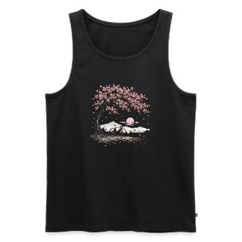 Kirschblüte Kirschbaum Fahrrad  - Männer Premium Bio Tank Top - Schwarz - Vorne - AI Model Male 178 light (178cm)