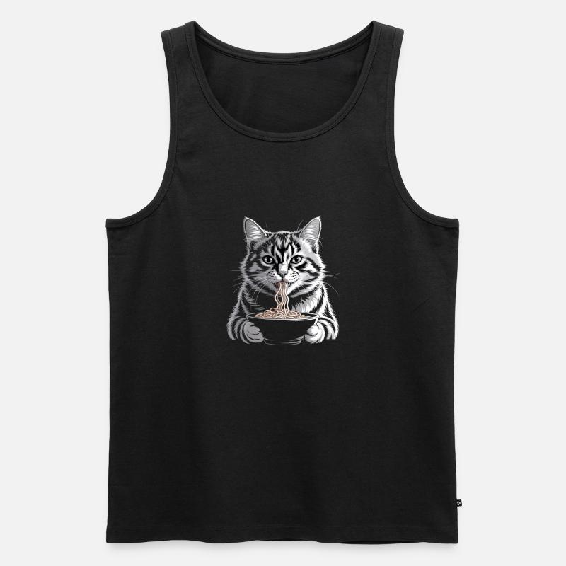 Cat Eats Ramen - Men's Premium Organic Tank Top - black