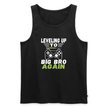 Wieder zum großen Bruder aufsteigen - Männer Premium Bio Tank Top - Schwarz - Vorne - AI Model Male 178 light (178cm)