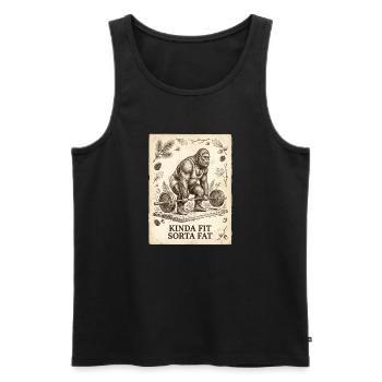 Kinda Fit Sorta Fat Bigfoot Weightlifting - Men's Premium Organic Tank Top - black - Front - Michal (187cm)