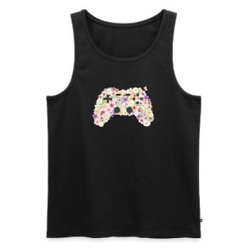Floral Gamepad: Blütenkunst Controller - Männer Premium Bio Tank Top - Schwarz - Vorne - AI Model Male 178 light (178cm)