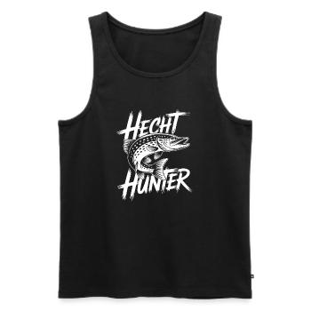 Hecht Angler - Männer Premium Bio Tank Top - Schwarz - Vorne - Michal (187cm)
