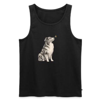 Border Collie avec millésime papillon - Débardeur bio Premium Homme - noir - Devant - Michal (187cm)