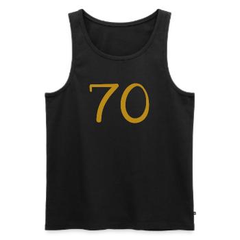 70 - Men's Premium Organic Tank Top - black - Front - AI Model Male 178 light (178cm)