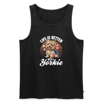 Yorkshire Terrier Yorkie Dog Breed - Men's Premium Organic Tank Top - black - Front - AI Model Male 178 light (178cm)