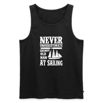 Never Underestimate Old Man At Sailing Sailor Sail - Männer Premium Bio Tank Top - Schwarz - Vorne - Michal (187cm)