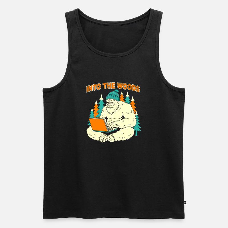 Sasquatch-Laptop im Wald - Männer Premium Bio Tank Top - Schwarz