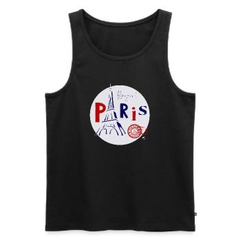 Eiffelturm Abbildung im Kreis mit Inschrift - Männer Premium Bio Tank Top - Schwarz - Vorne - AI Model Male 178 light (178cm)