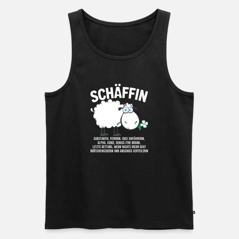 Schäffin - Alpha Schaf mit Sonnenbrille - Männer Premium Bio Tank Top - Schwarz